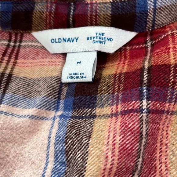 Old Navy Cropped Boyfriend Plaid Flannel Shirt, size M - Picture 4 of 5